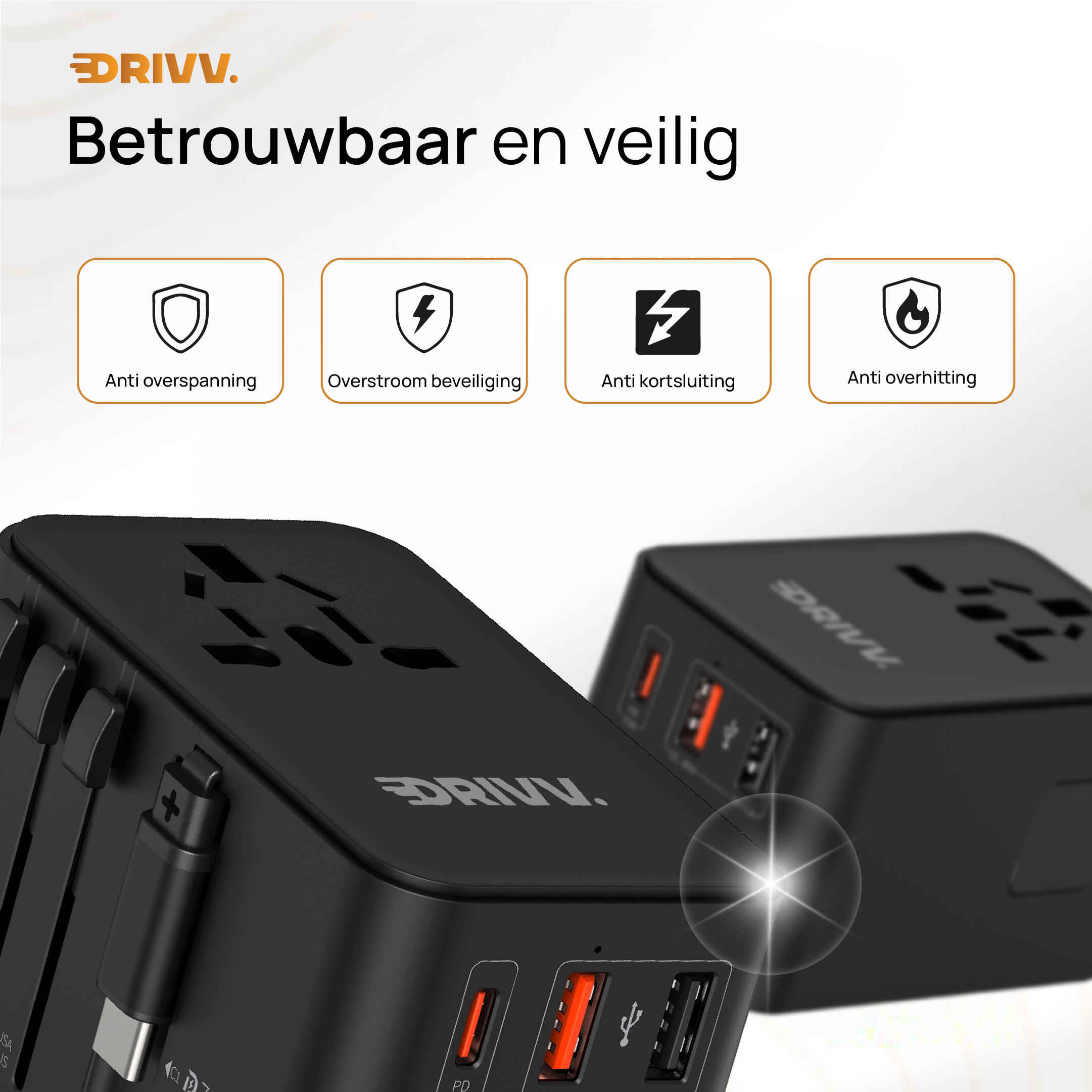 Wereldstekker - 70W USB-C kabel - Reisstekker - Snellader 6/7
