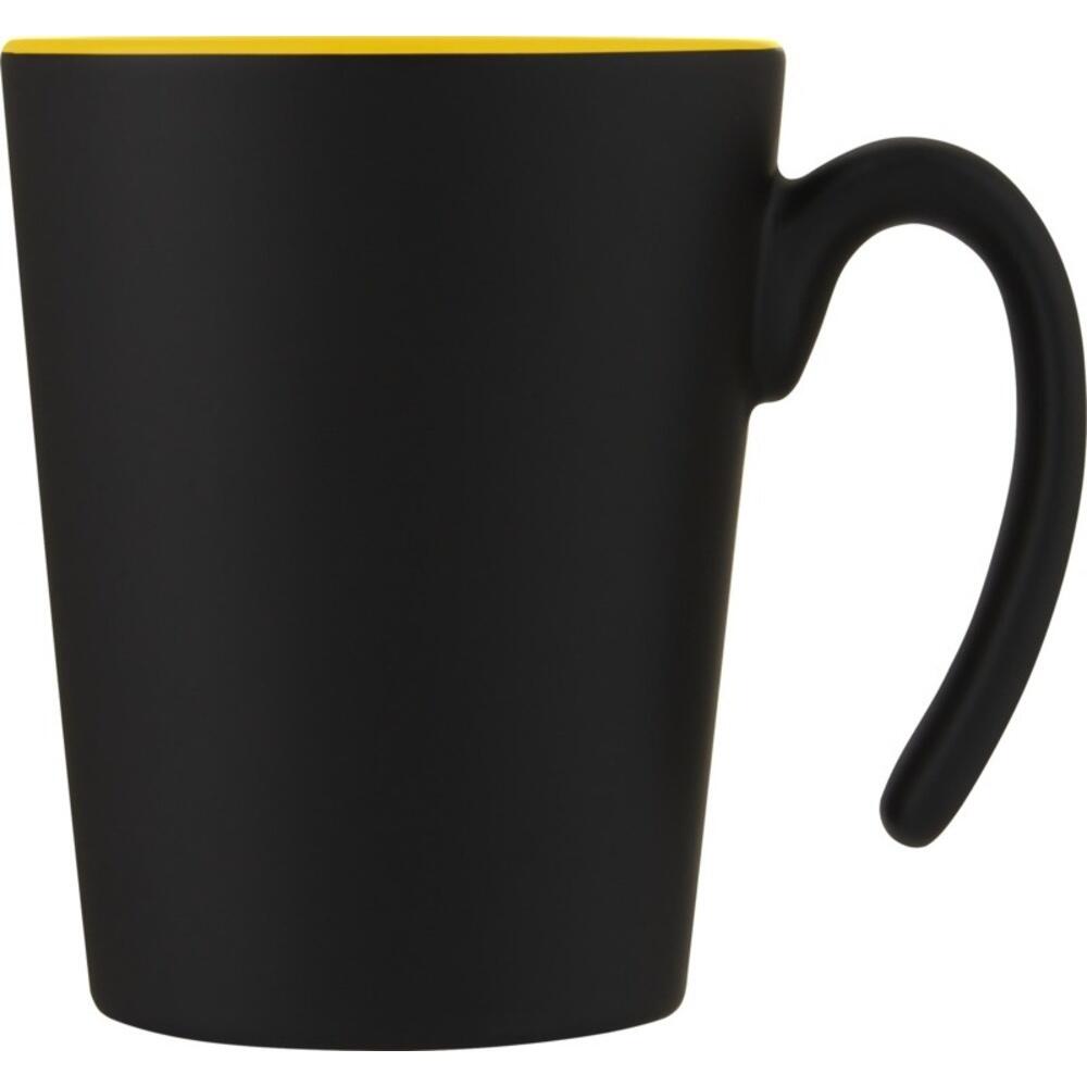 Ceramic 360ml Tazza Bullet Oli Nero Tinta Unita Giallo 3/4