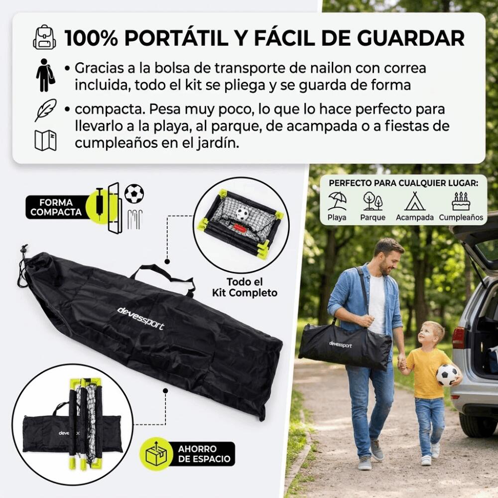 Conjunto de 2 mini balizas de futebol para crianças, 90 x 60 x 60 cm | Inclui bo 3/5