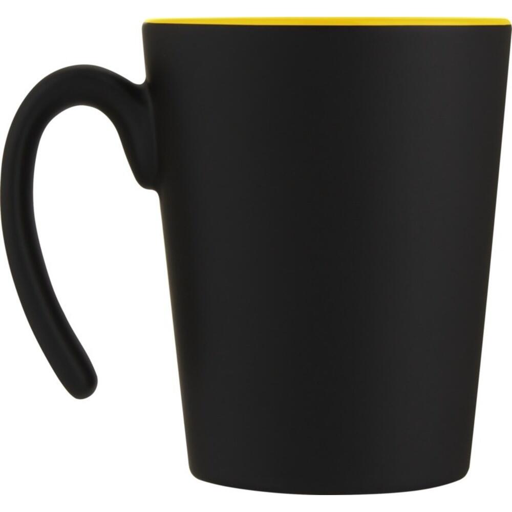 Ceramic 360ml Tazza Bullet Oli Nero Tinta Unita Giallo 2/4