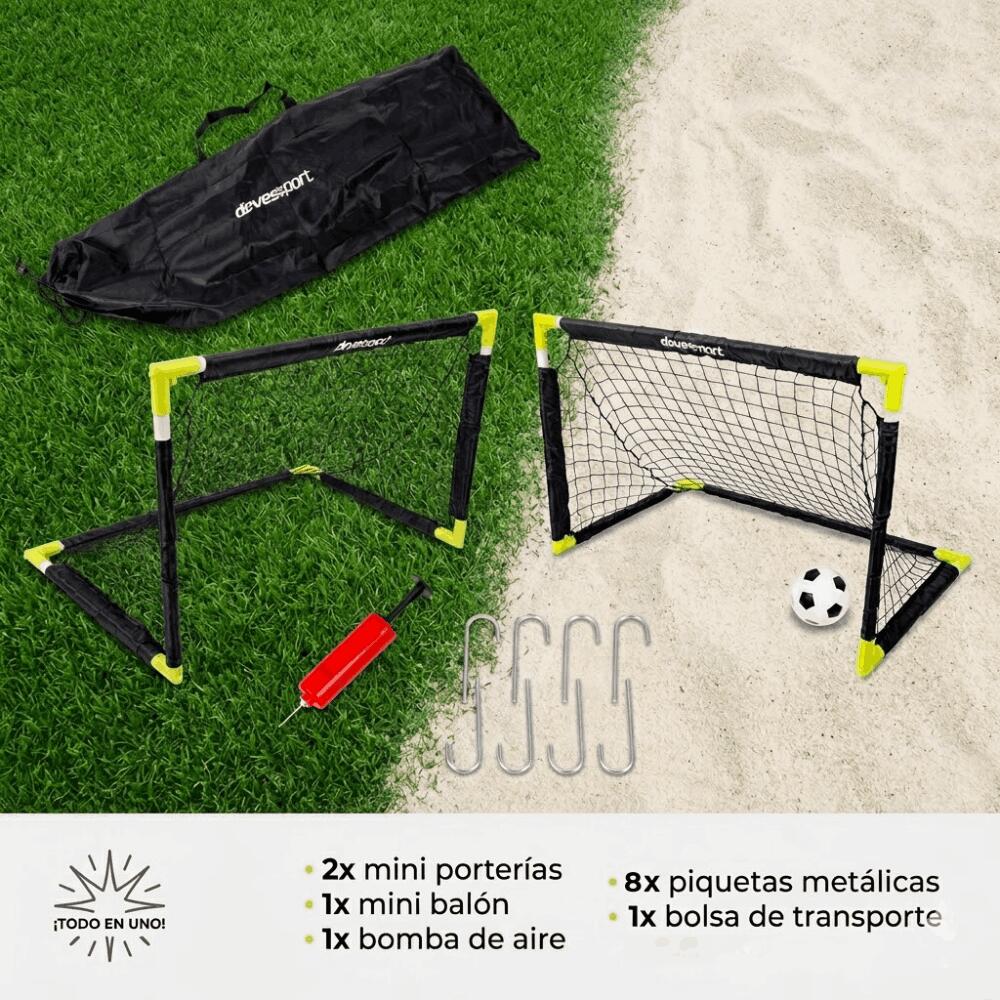 Conjunto de 2 mini balizas de futebol para crianças, 90 x 60 x 60 cm | Inclui bo 2/5