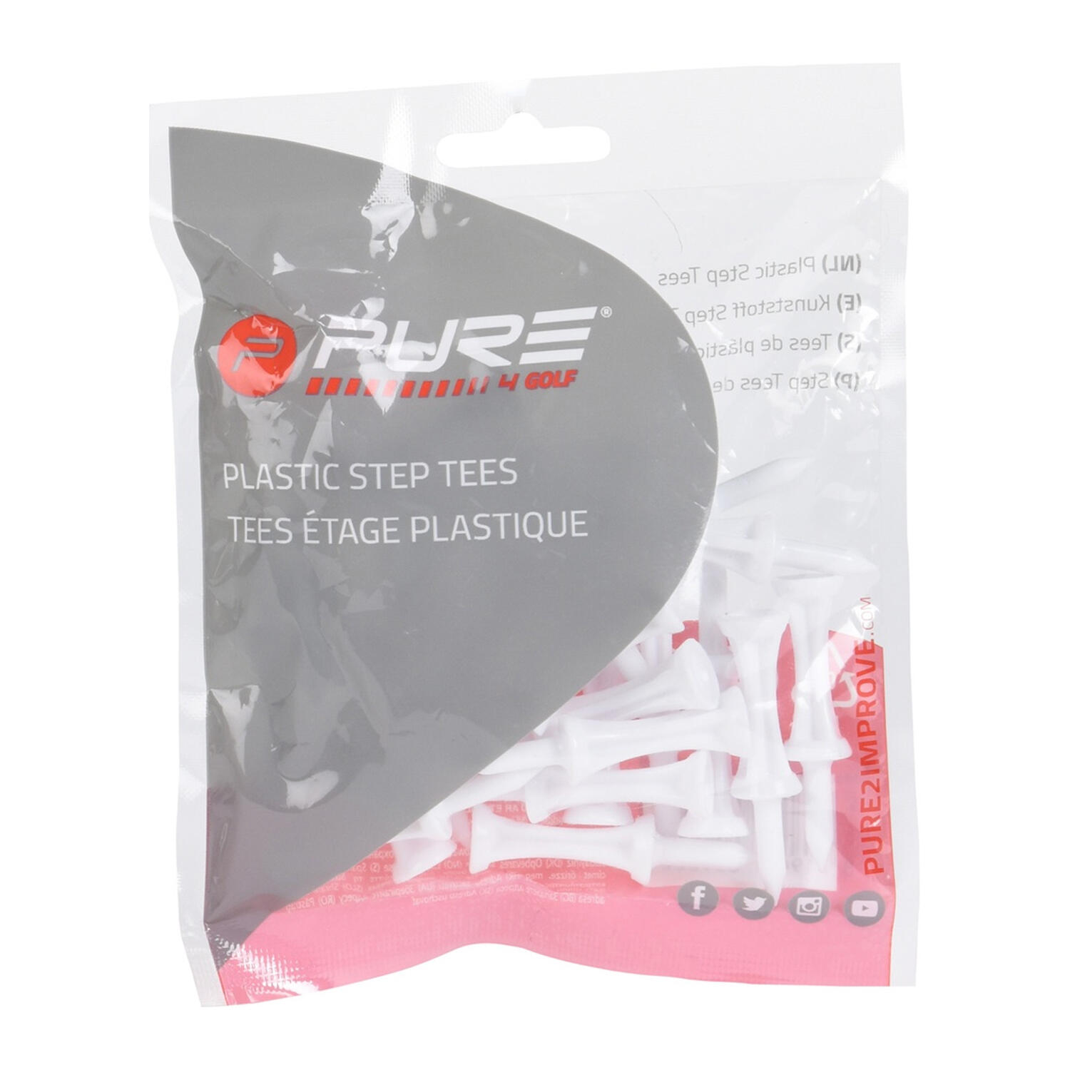 Step Plastic Golf Tees (Pack of 25) (White) 51mm 2/3