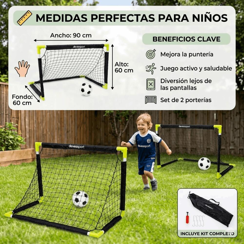 Conjunto de 2 mini balizas de futebol para crianças, 90 x 60 x 60 cm | Inclui bo 5/5