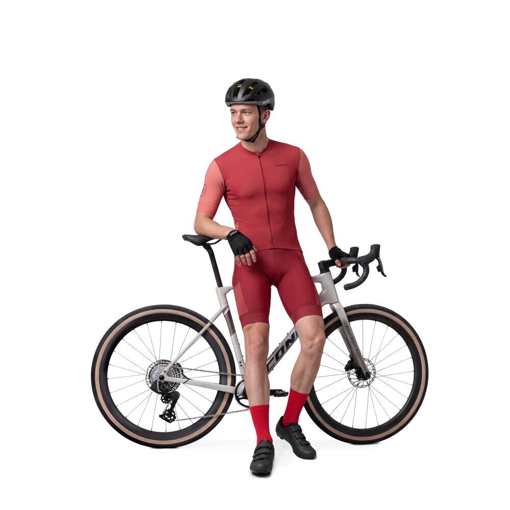 Camisola de ciclismo gravel de manga curta para homem GM2 Golden Pedals Red Enca 3/8