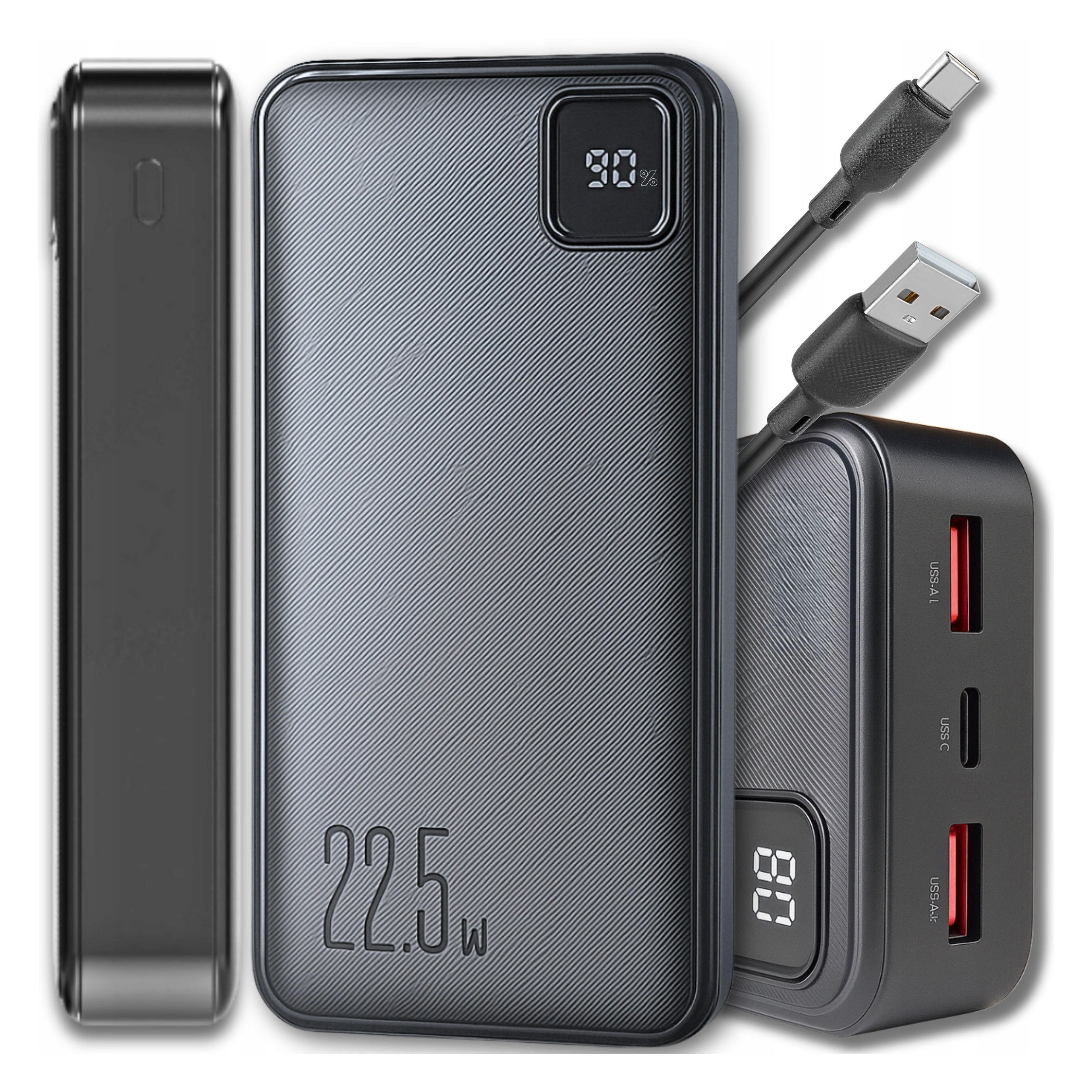 Forever Power bank portátil TB-300L 20000 mAh 22,5W PD QC Carga Rápida negra 4/5
