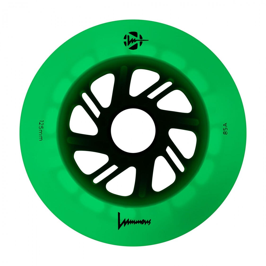 LUMINOUS Roue Inline 125mm 85A Blanc Phosphorescent (LED Vert) [x3] 3/4