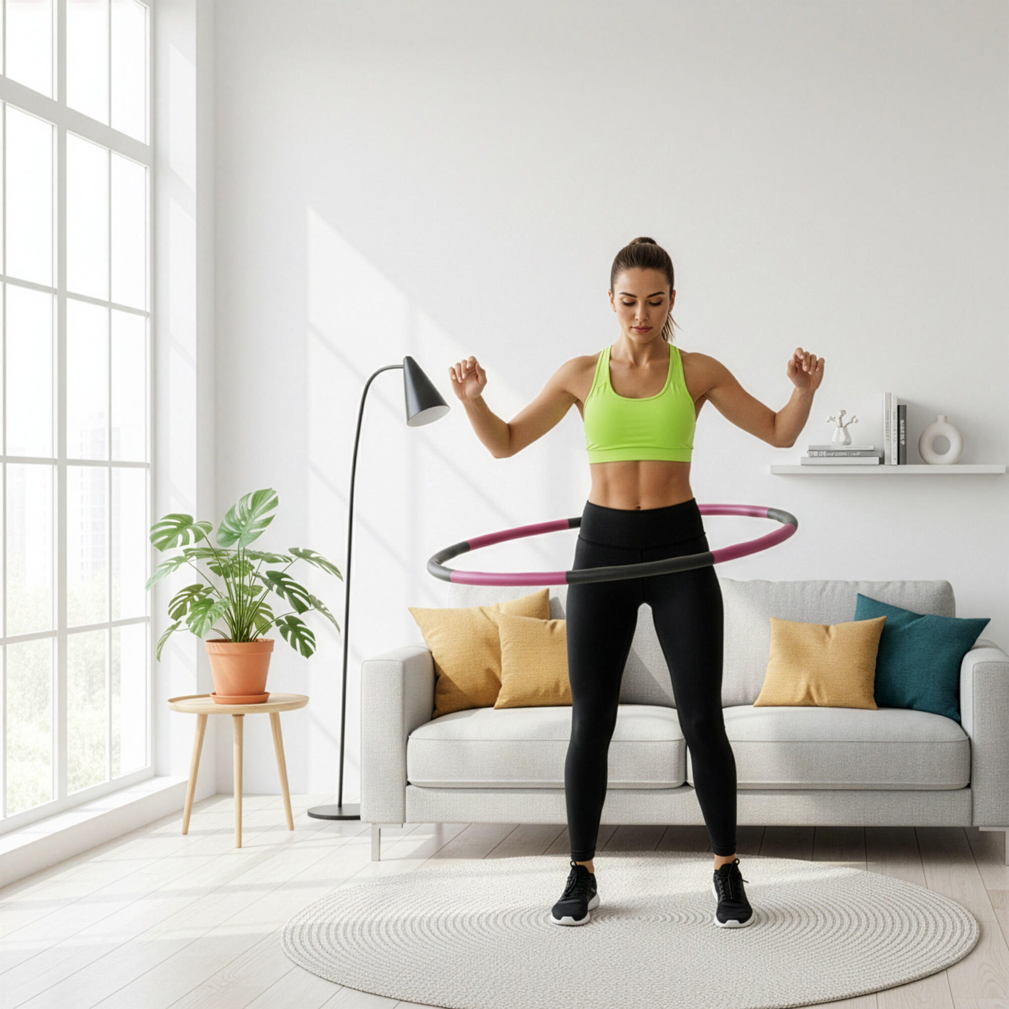 Hula hop fitness, składane 88 cm pianka NBR szaro-różowe 6/7