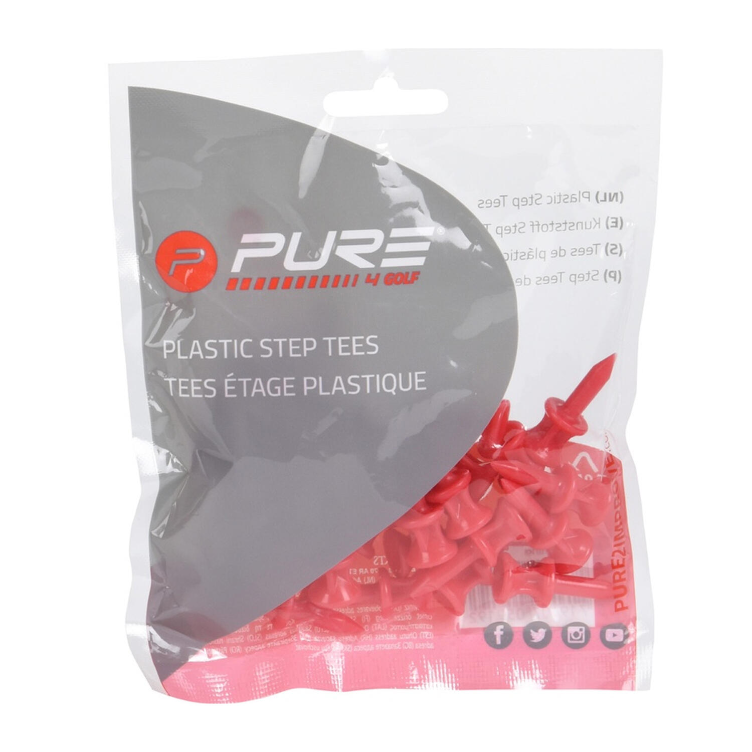 Step Plastic Golf Tees (Pack of 25) (Red) 31mm 2/3