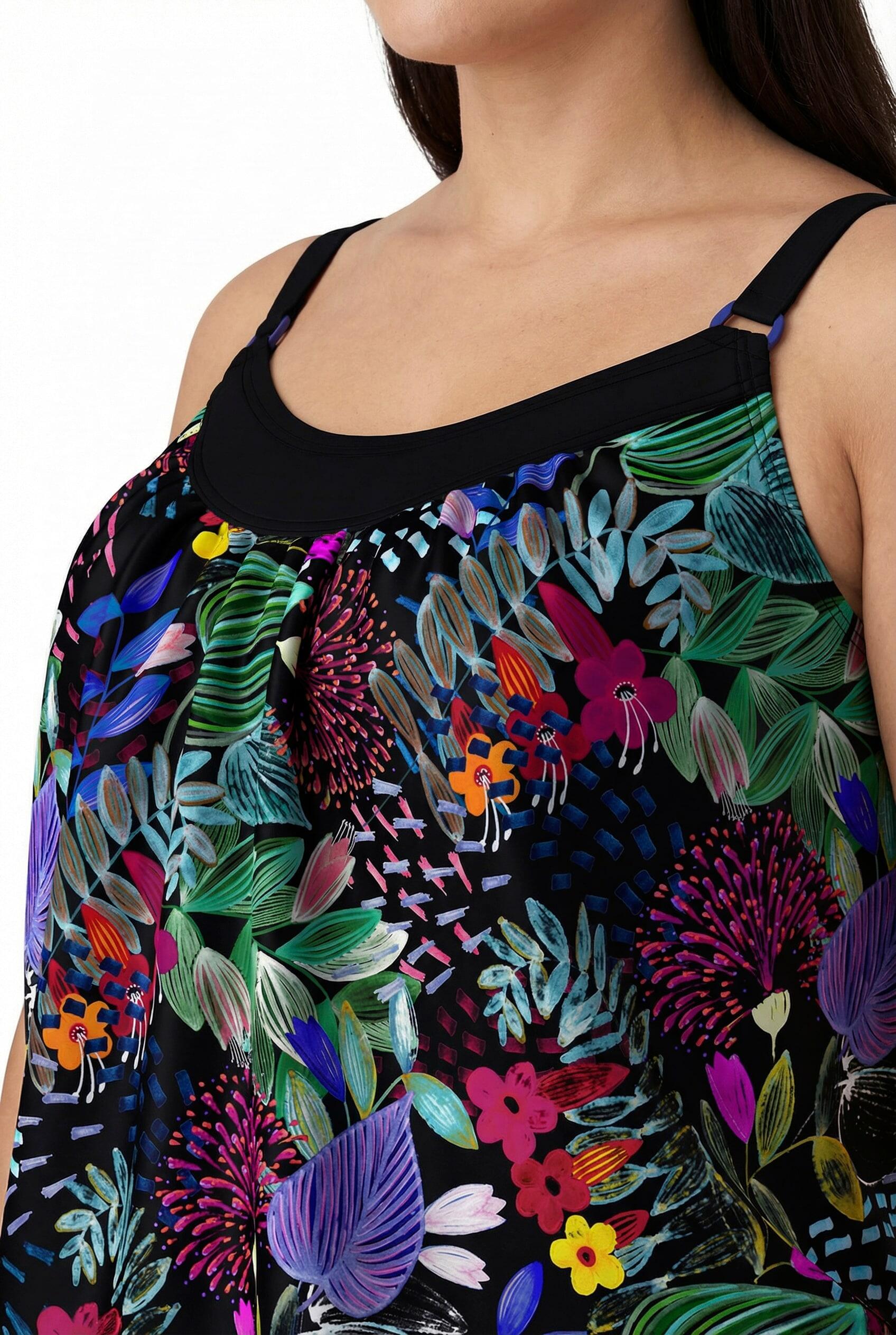 Femme Tankini motif à fleurs bonnets souples 3/7