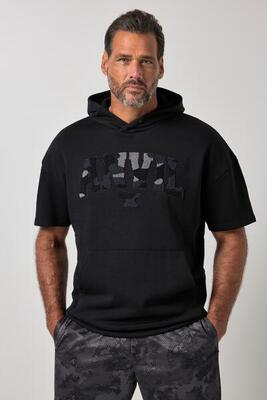 Heren hoodie buik-fit fitness korte mouwen print tot 7xl