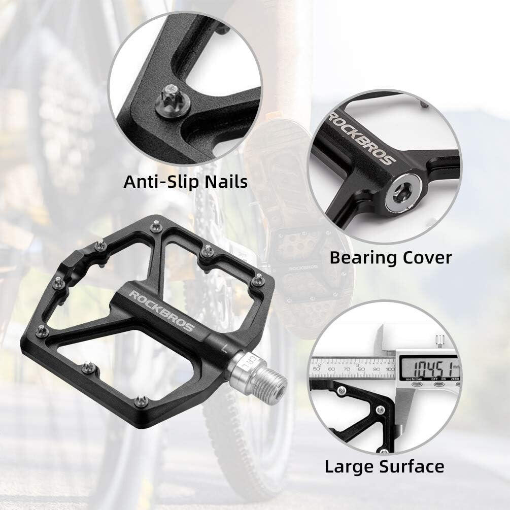 Pedały rowerowe aluminiowe z pinami czarne Rockbros K203-BK 4/7