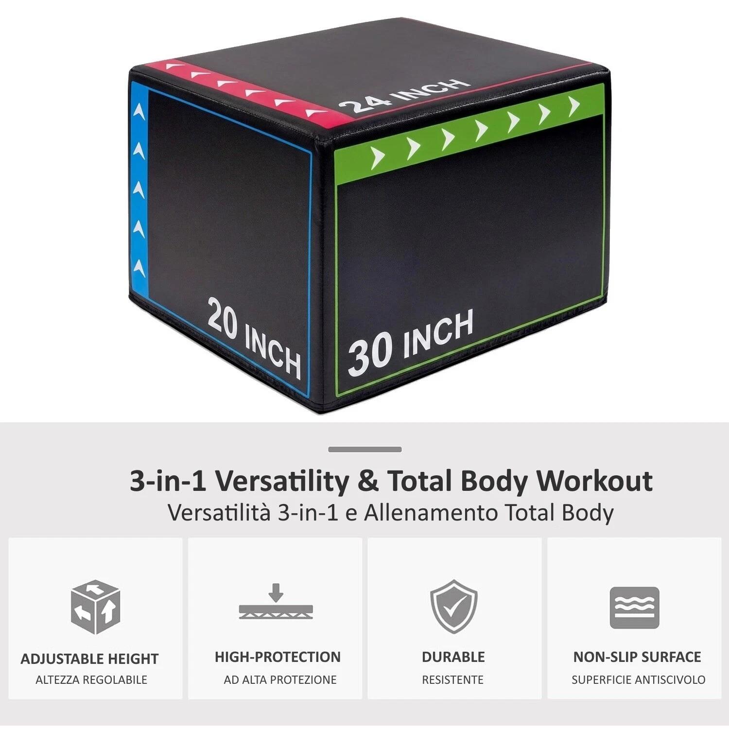 Plyo Box Macia 3 em 1, Caixa Pliométrica para Saltos FF 3/6