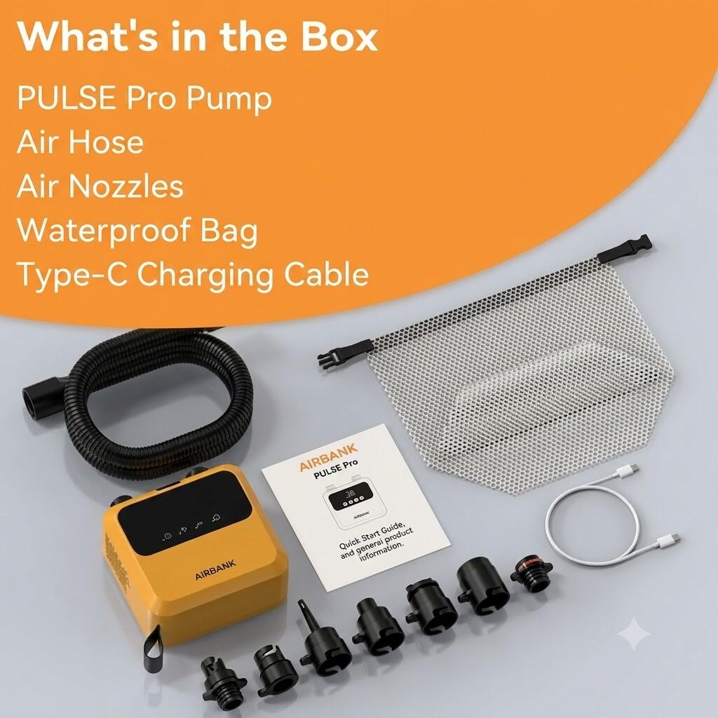 Pompa elettrica ricaricabile Airbank Pulse Pro 20 PSI per wingfoil e SUP 4/7