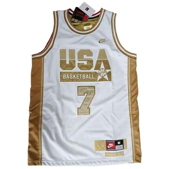 Maglia da basket Nike modello USA-BARCELONA-92-BIRD-LE-GOLD per unisex