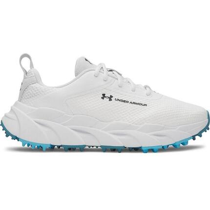Chaussures de golf Under Armour Halo Hybrid SL pour femmes, blanches et bleues