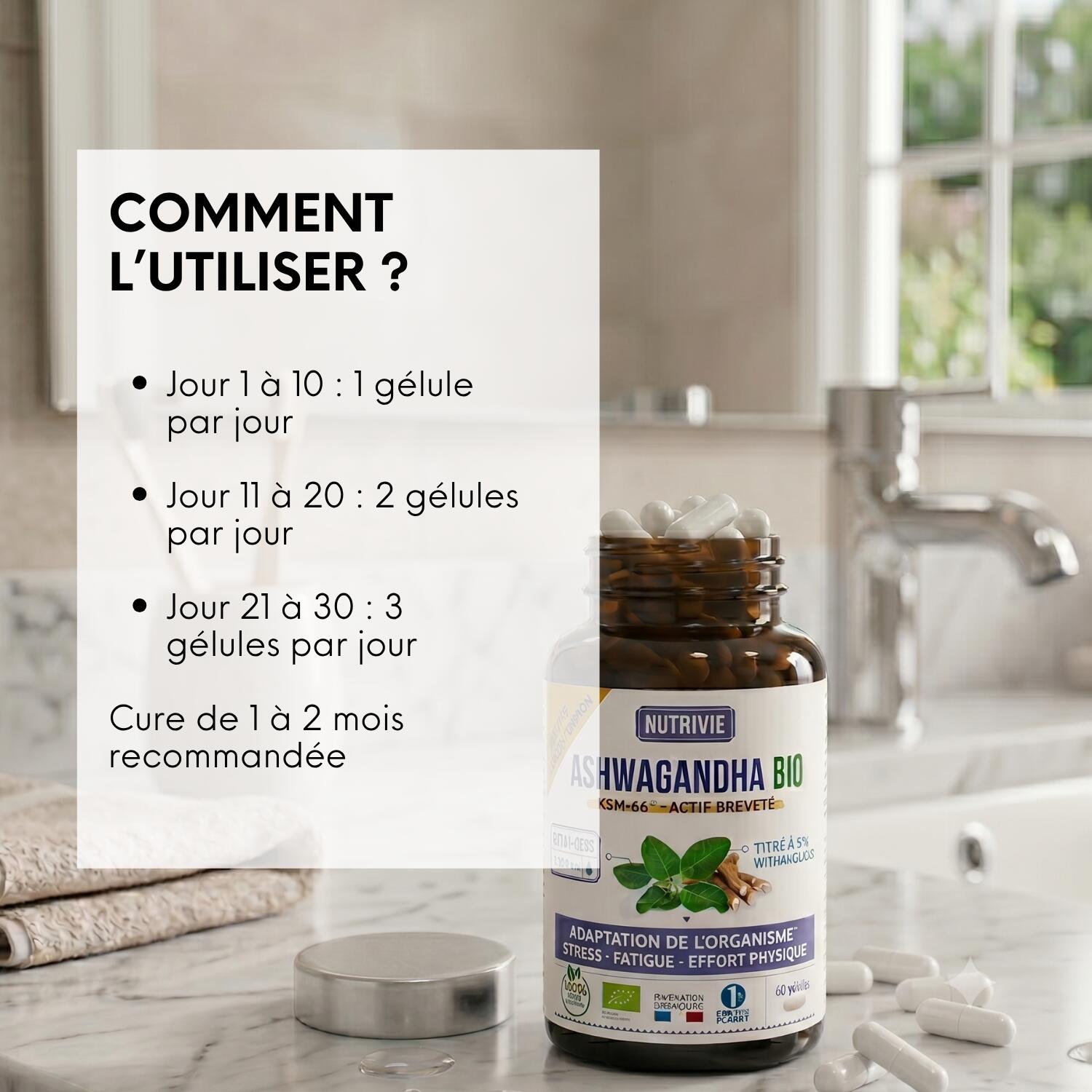 Ashwagandha 60 gélules – Gestion du Stress et Récupération Physique 4/5