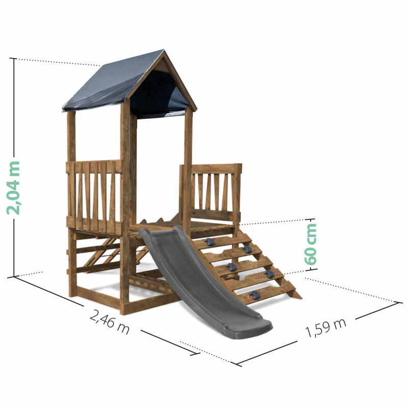 Aire de jeux en bois premier âge avec toboggan ATHENES 4/5