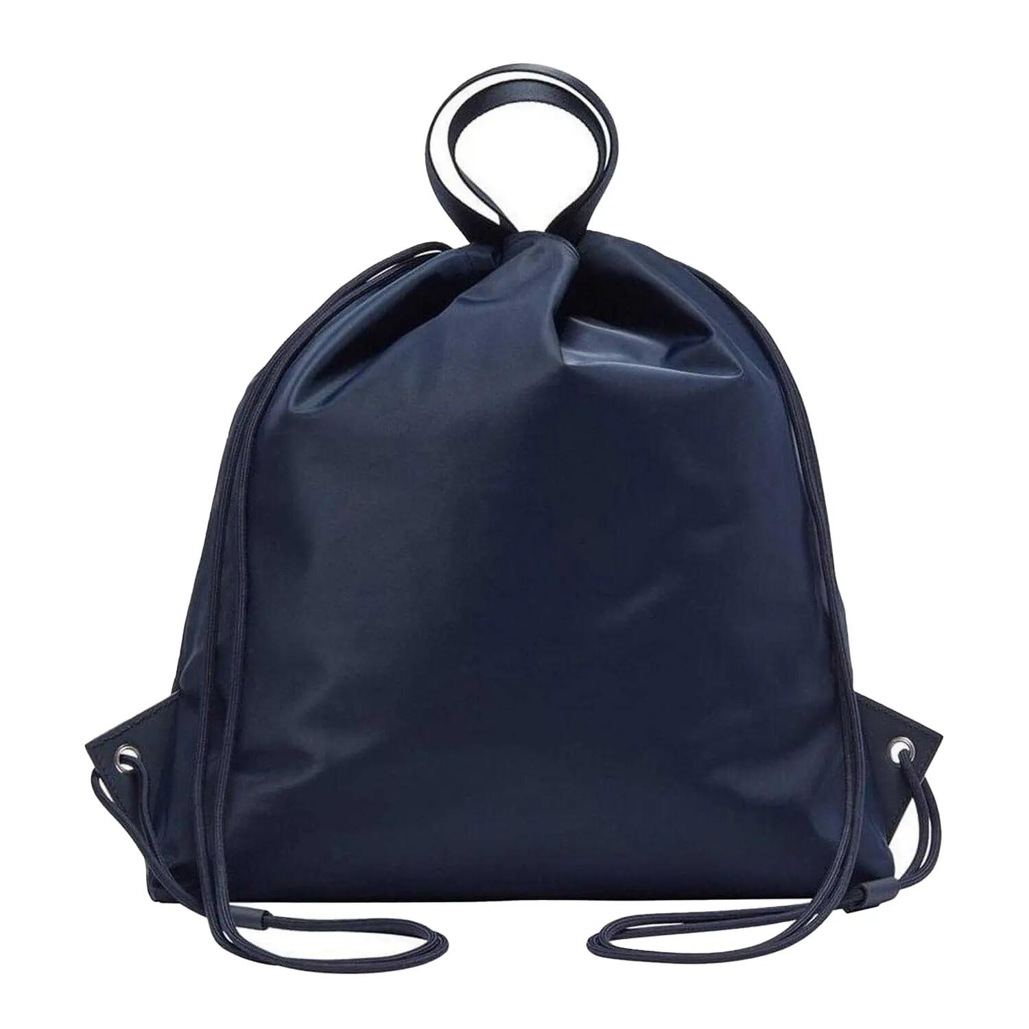 Leather Trim Athletic Drawstring Bag (Navy) 2/3