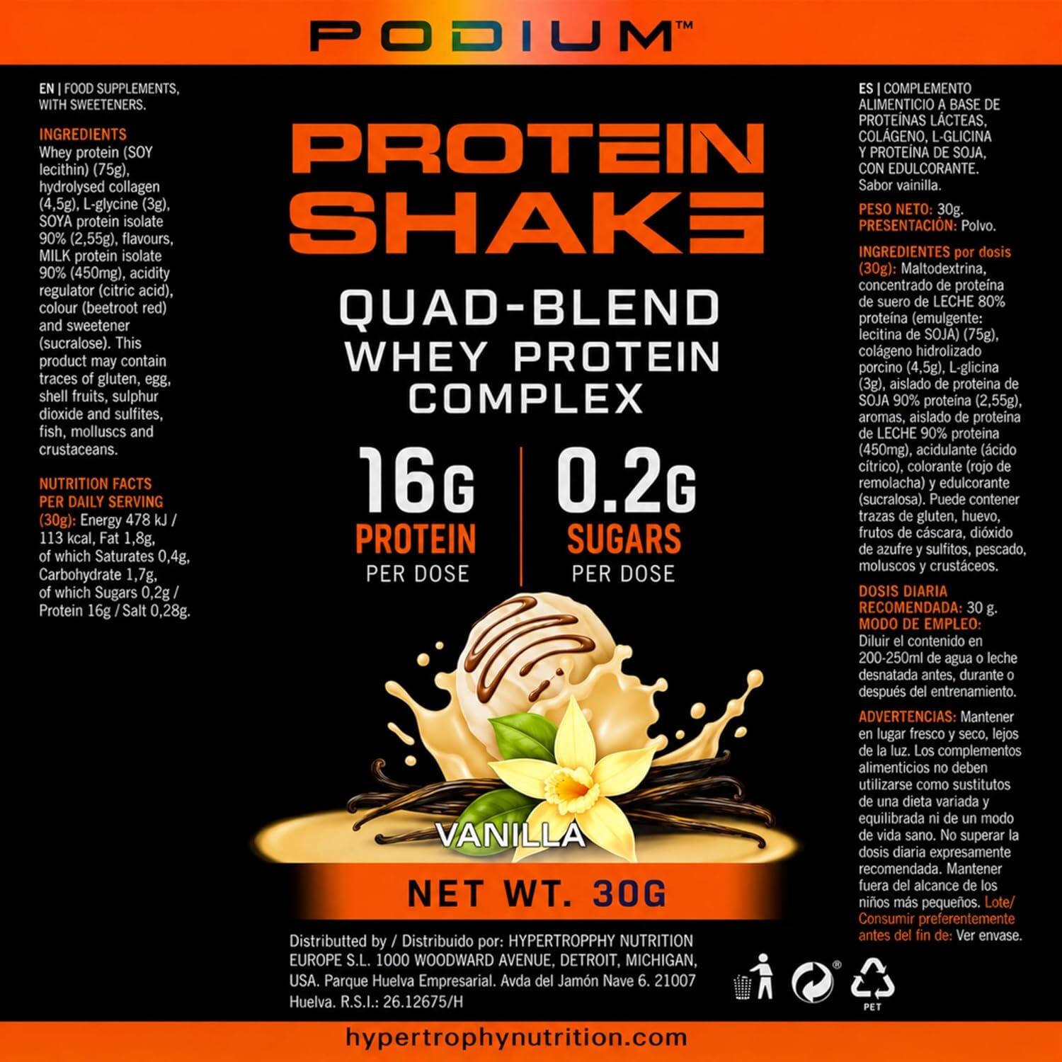 PACK 12 PROTEIN SHAKE VANILLE (12 doses individuelles 30 g bouteille de 330 ml) 2/4