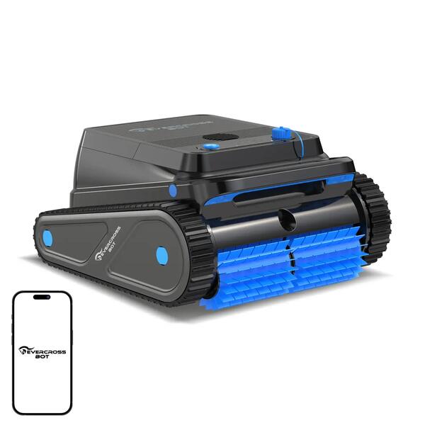 EVERCROSSBOT U8 Robot Piscina Limpia fondo, paredes y línea de agua, U8 Negro, APP