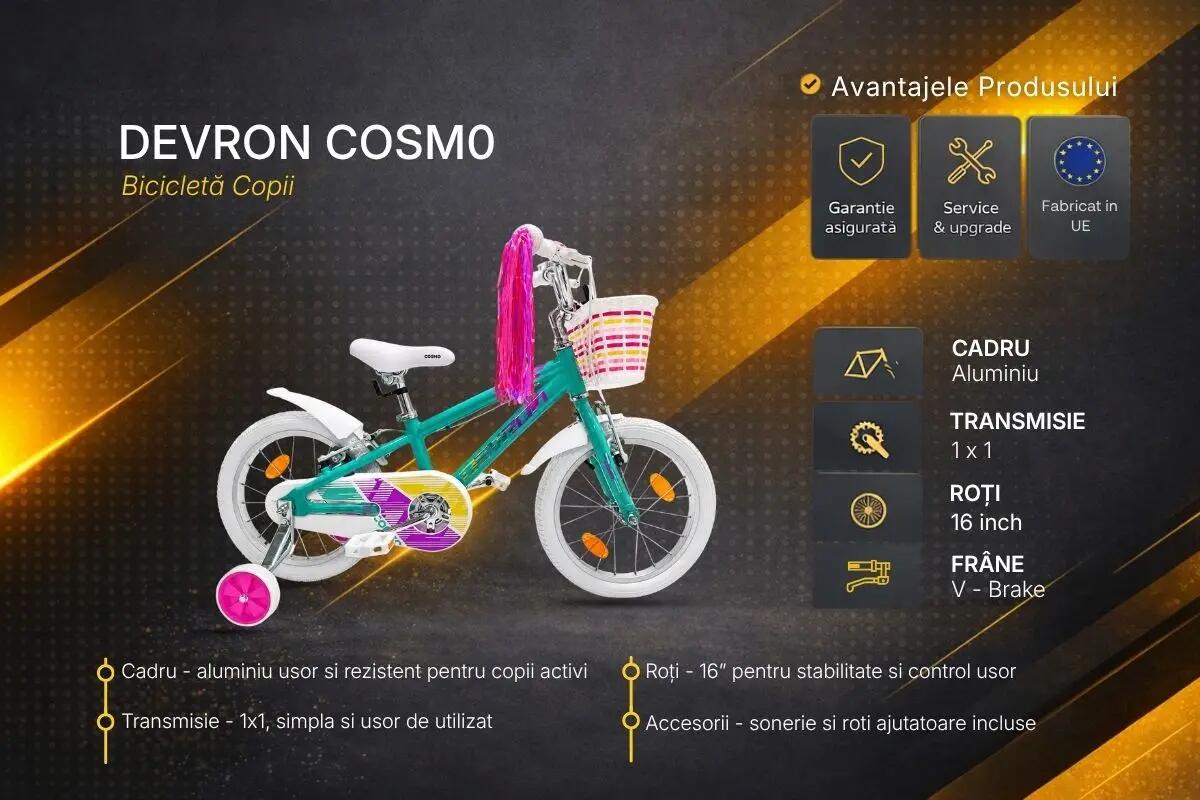 Bicicleta infantil Devron Cosmo - 16 polegadas, turquesa 5/6