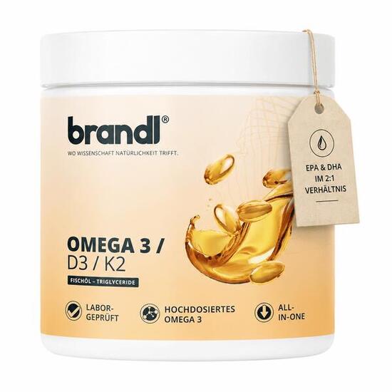 brandl® D3 K2 Omega 3 Kapseln [240 Stück] | Hochwertiges Fischöl | Made in DE