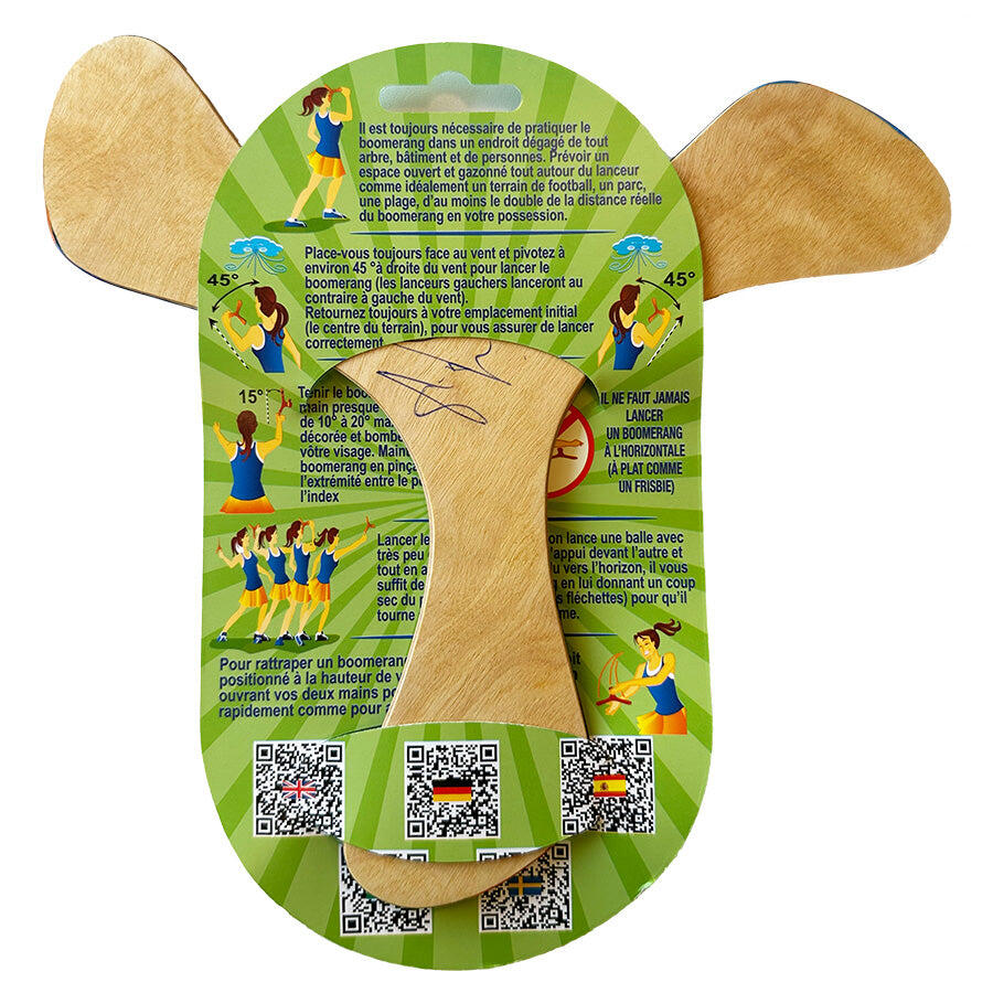 Boomerang peint à la main Wallaby Boomerang Wankura WB101 Bois 22 cm 3/4