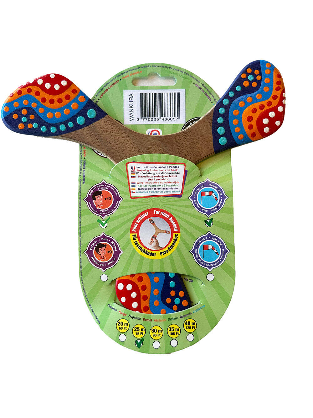 Boomerang peint à la main Wallaby Boomerang Wankura WB101 Bois 22 cm 2/4