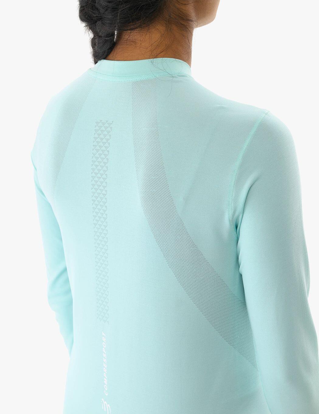 Maillot Compressport de manga larga, azul, para mujer 3/4