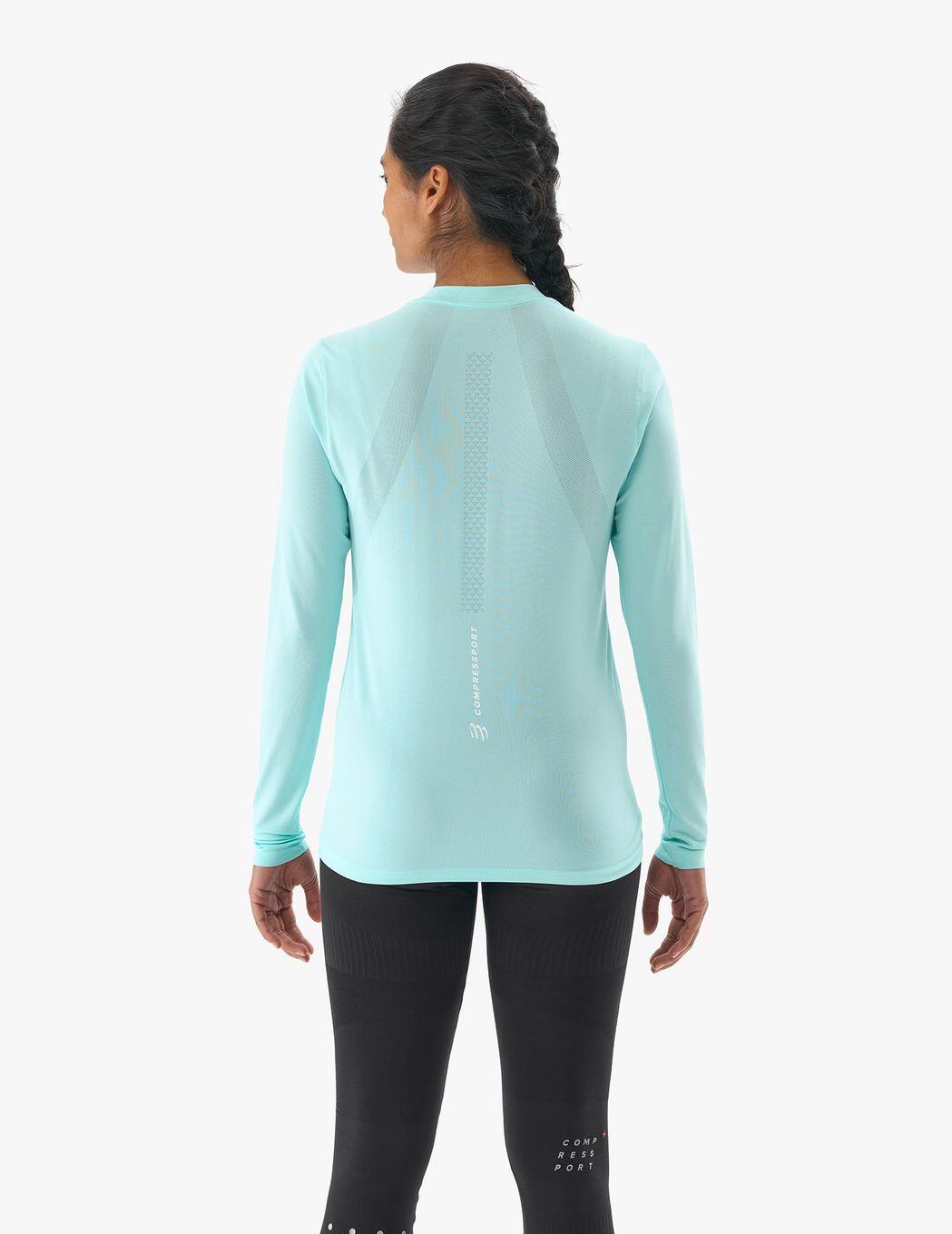 Maillot Compressport de manga larga, azul, para mujer 2/4
