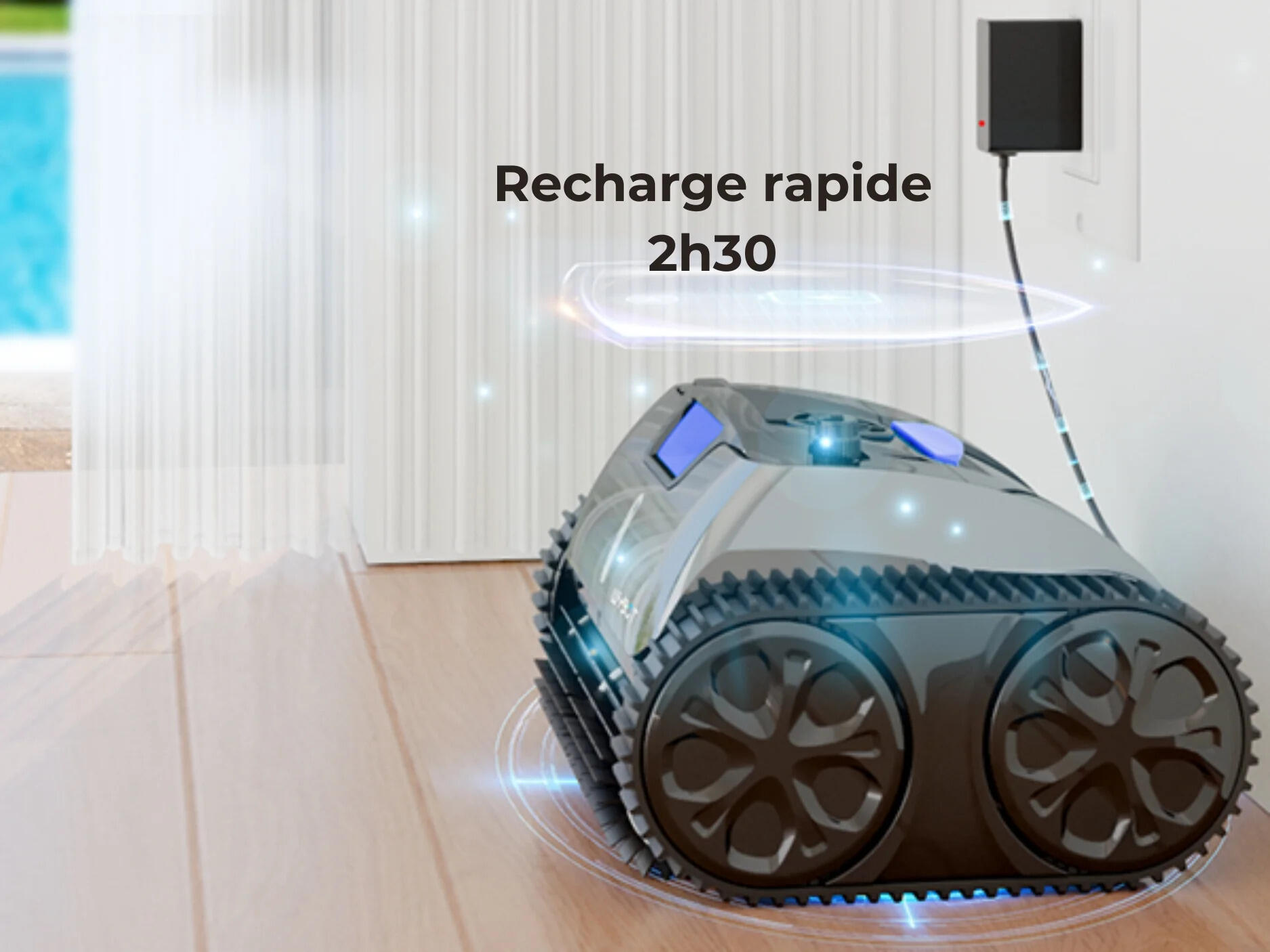 Robot piscine électrique sans fil 2h50 max d'autonomie 6/7