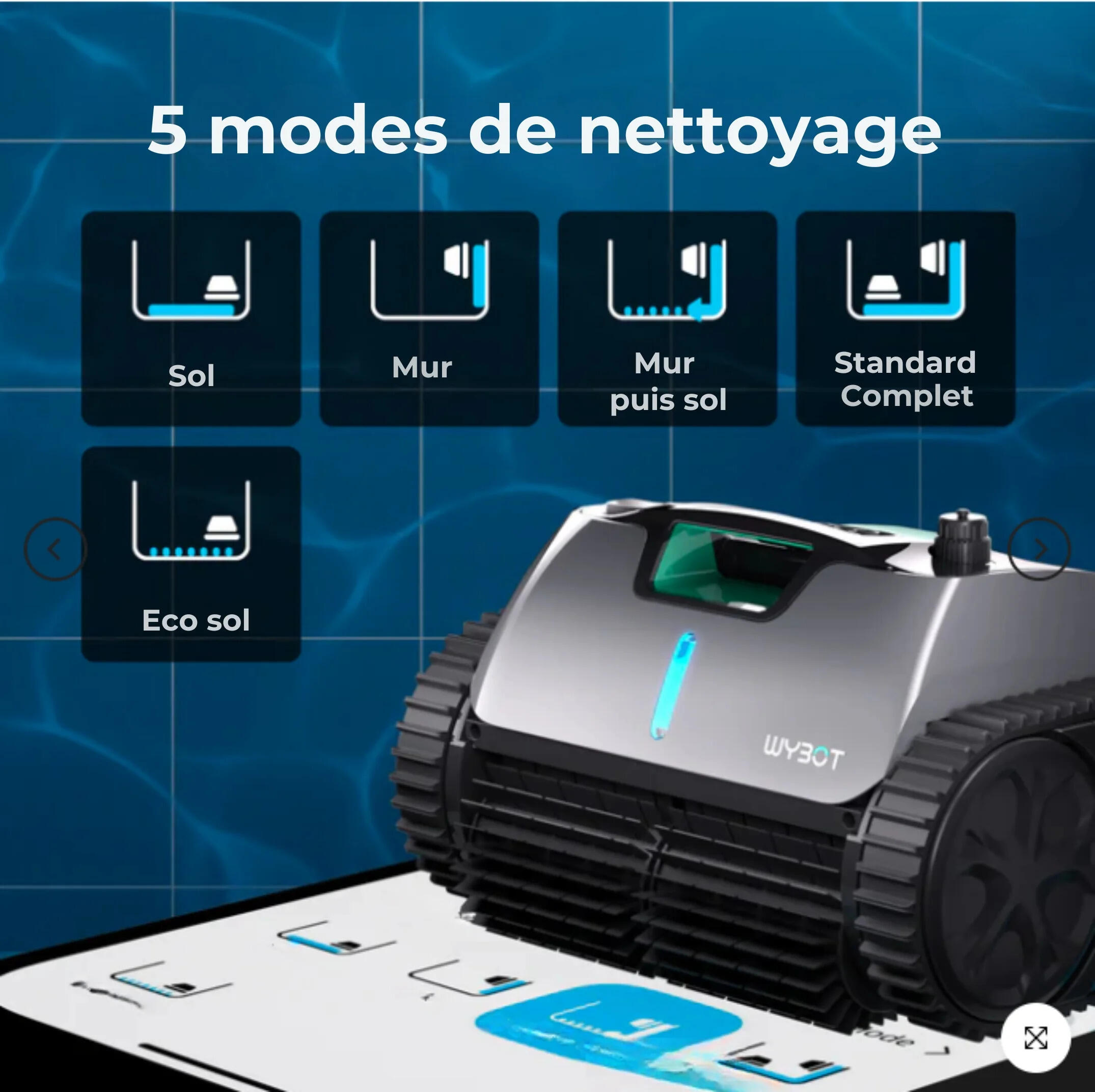 Robot piscine électrique sans fil 2h50 max d'autonomie 4/7