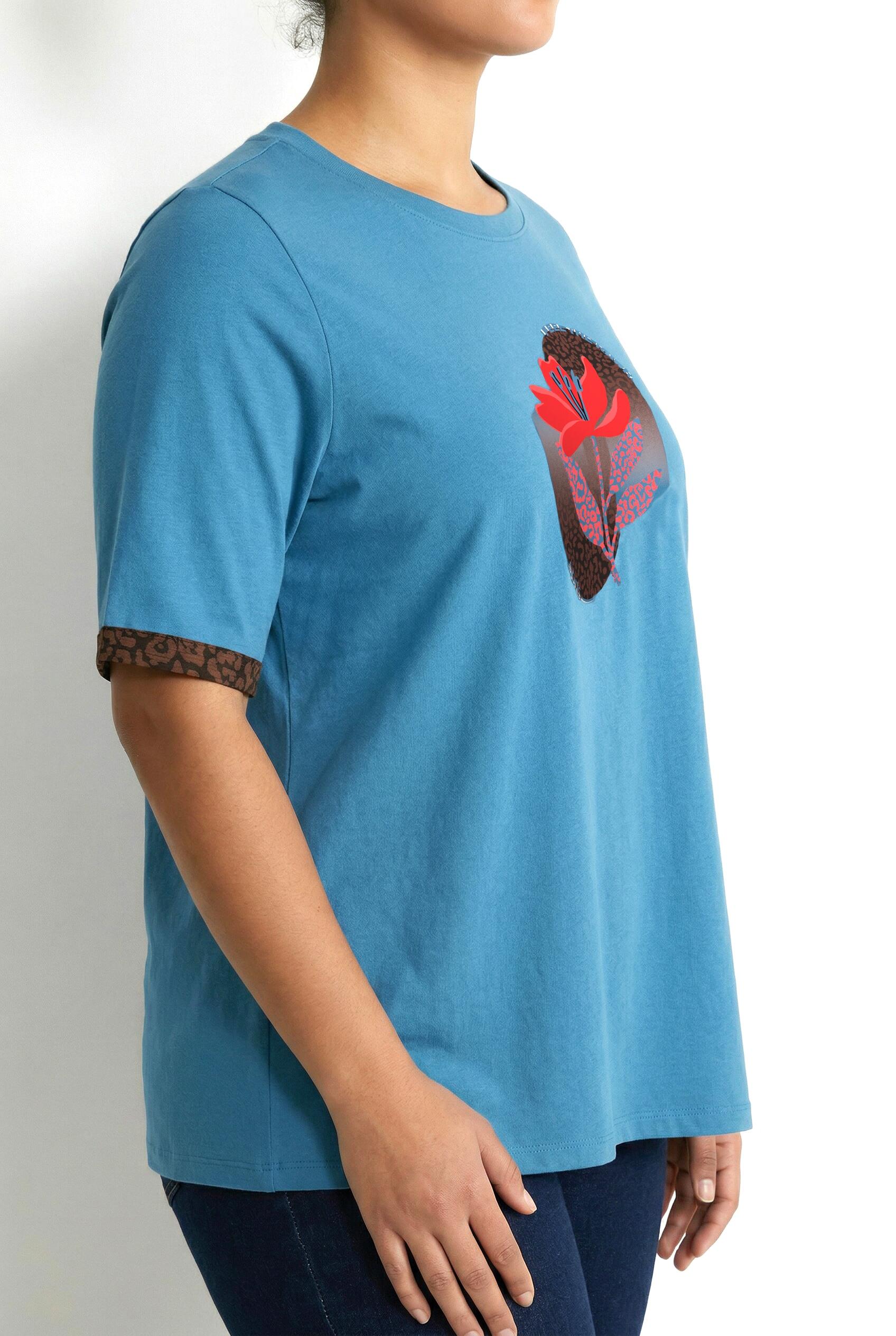 Dames Functioneel shirt motiefprint klassiek model ronde hals korte mouw 5/7