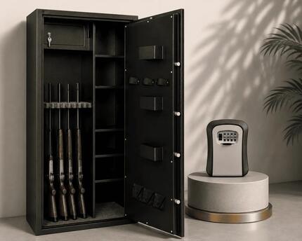 Pack Sécurité Chasse : Armoire 15 Fusils Tresorsafe + Boîte à Clés