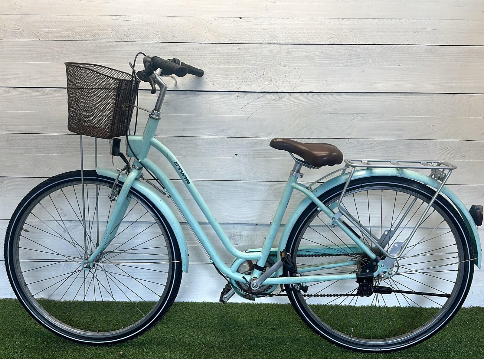 Btwin stadsfiets 45 cm, 6 versnellingen, blauw 2/3
