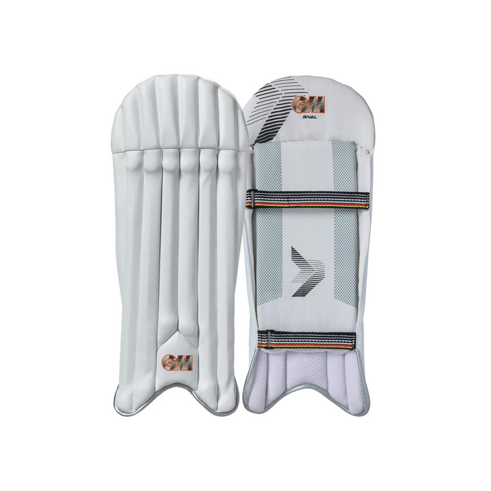 Childrens/Kids Rival Wicket Keeping Pads (White/Black) One Size 1/3