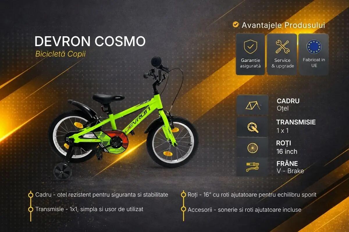 Bicicleta Copii Devron Cosmo, Verde, Reambalat 5/6