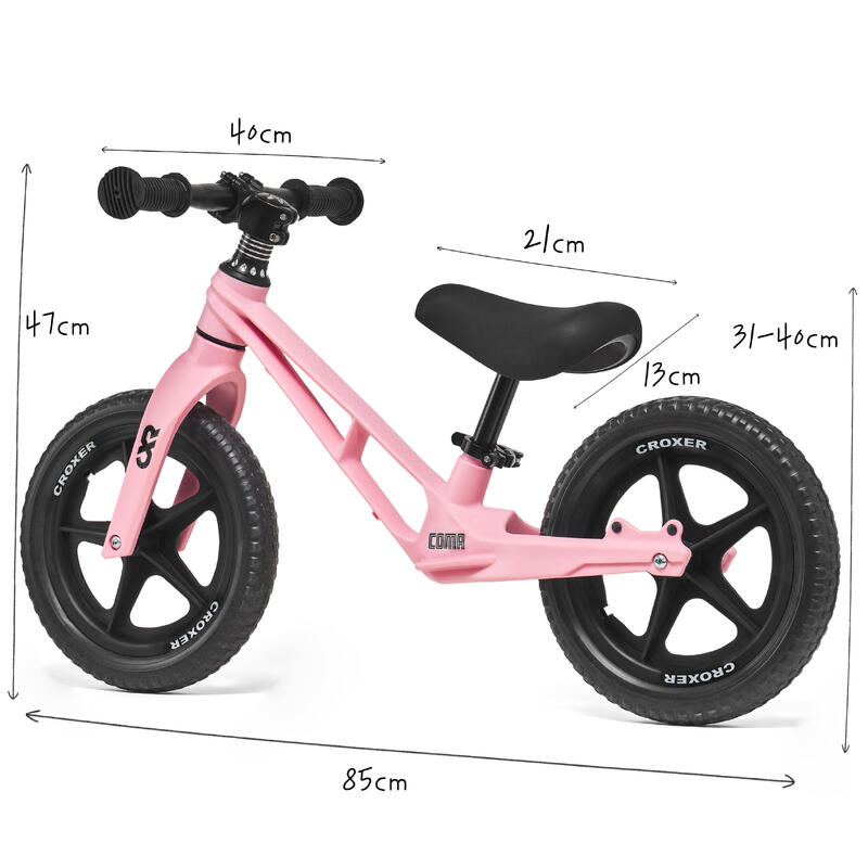 Bicicleta fara pedale copii CROXER Coma, Roz, Copii