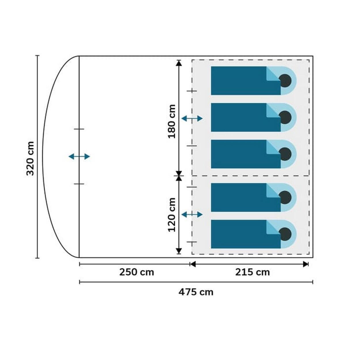 Tente tunnel Isken 5 Sleeper Protect - 5 personnes - Sol cousu - Protection UV 7/7