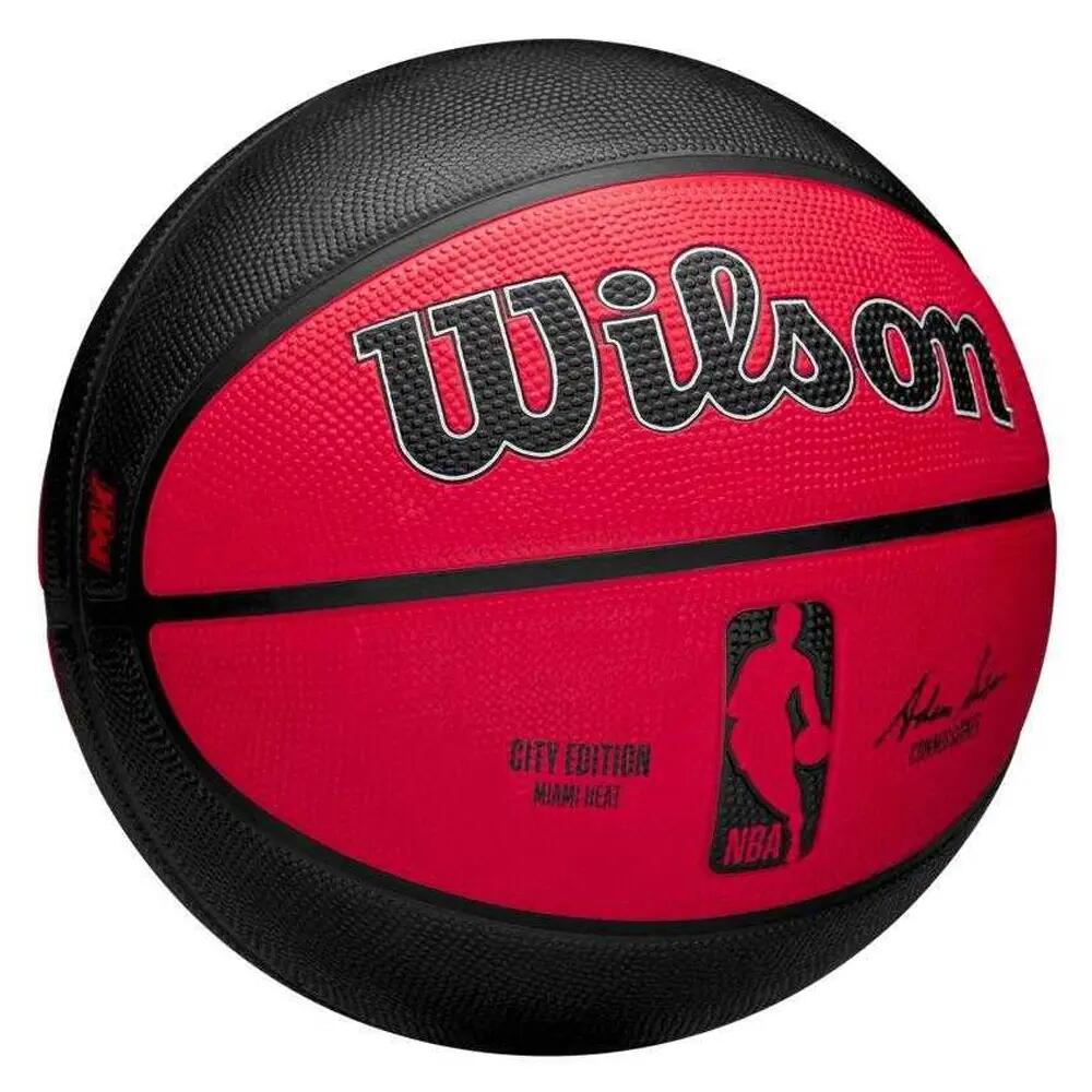 Ballon De Basket Motif/style NBA MIAMI HEAT (Noir / Rouge) Taille 7 2/4