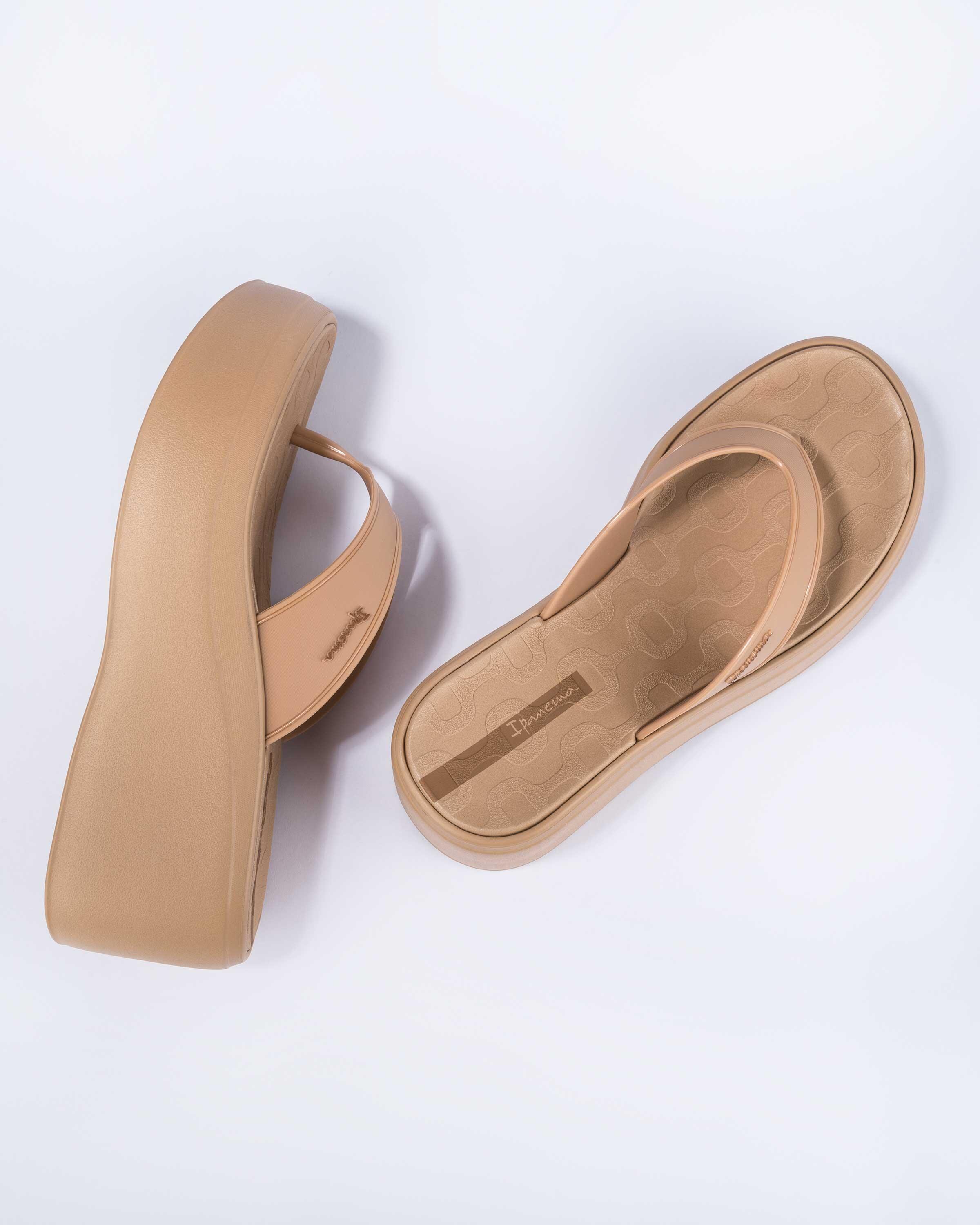 Buty klapki damskie japonki Ipanema Solaris platforma beżowe 5/5