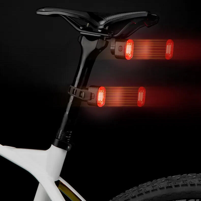 Lampka rowerowa tylna Rockbros Q4 LED USB IPX6 ze światłem STOP na sztycę 5/6