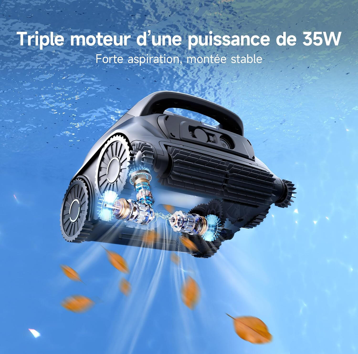 WYBOT B1 robot piscine sans fil app fond/parois/coins 2 brosses latérales 5/5