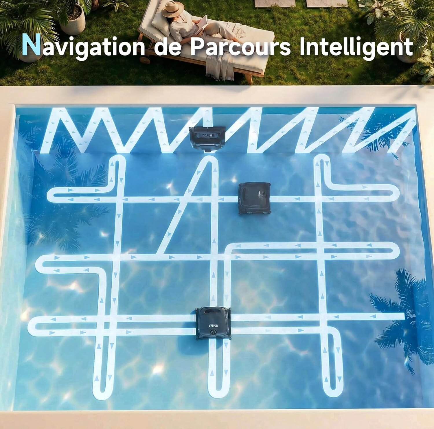 WYBOT B1 robot piscine sans fil app fond/parois/coins 2 brosses latérales 4/5