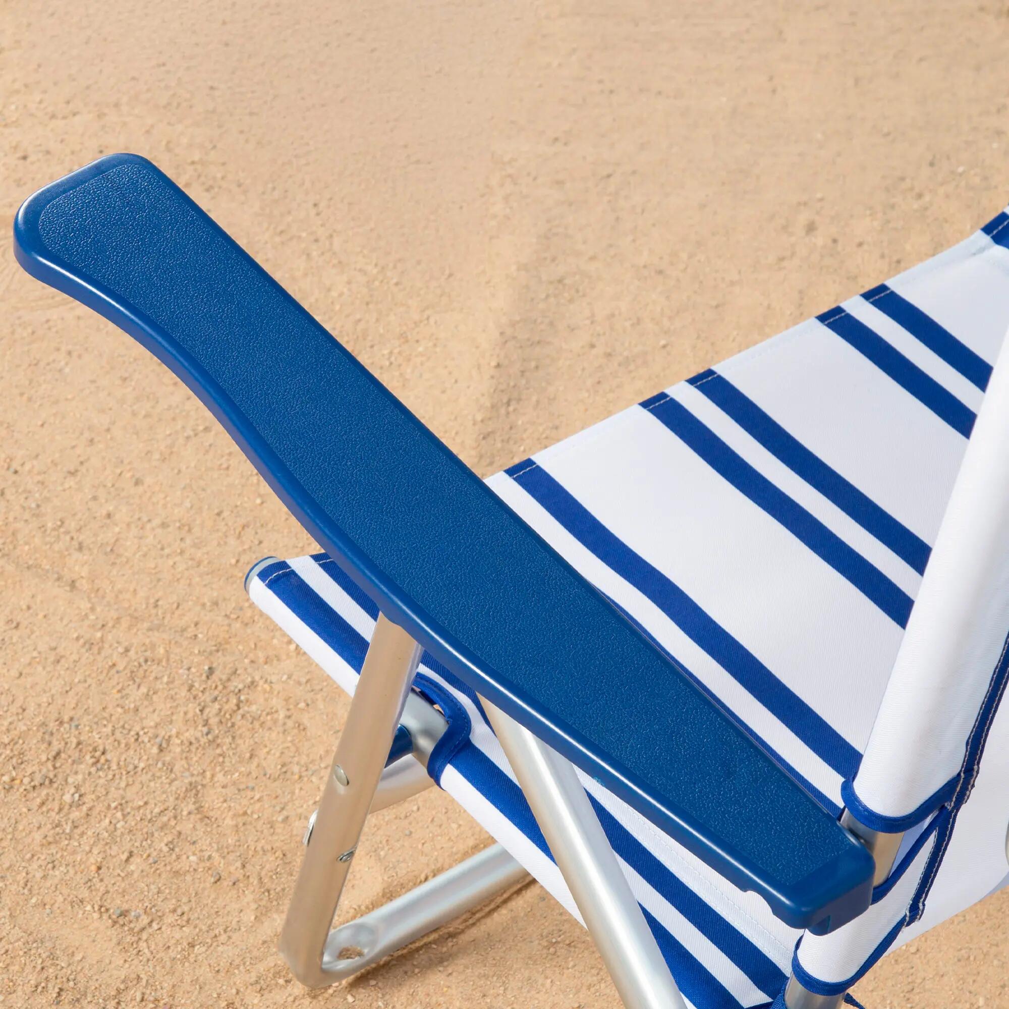 Lot de 2 chaises de plage basses multipositions 48x45x83 cm à rayures nautiques 7/7