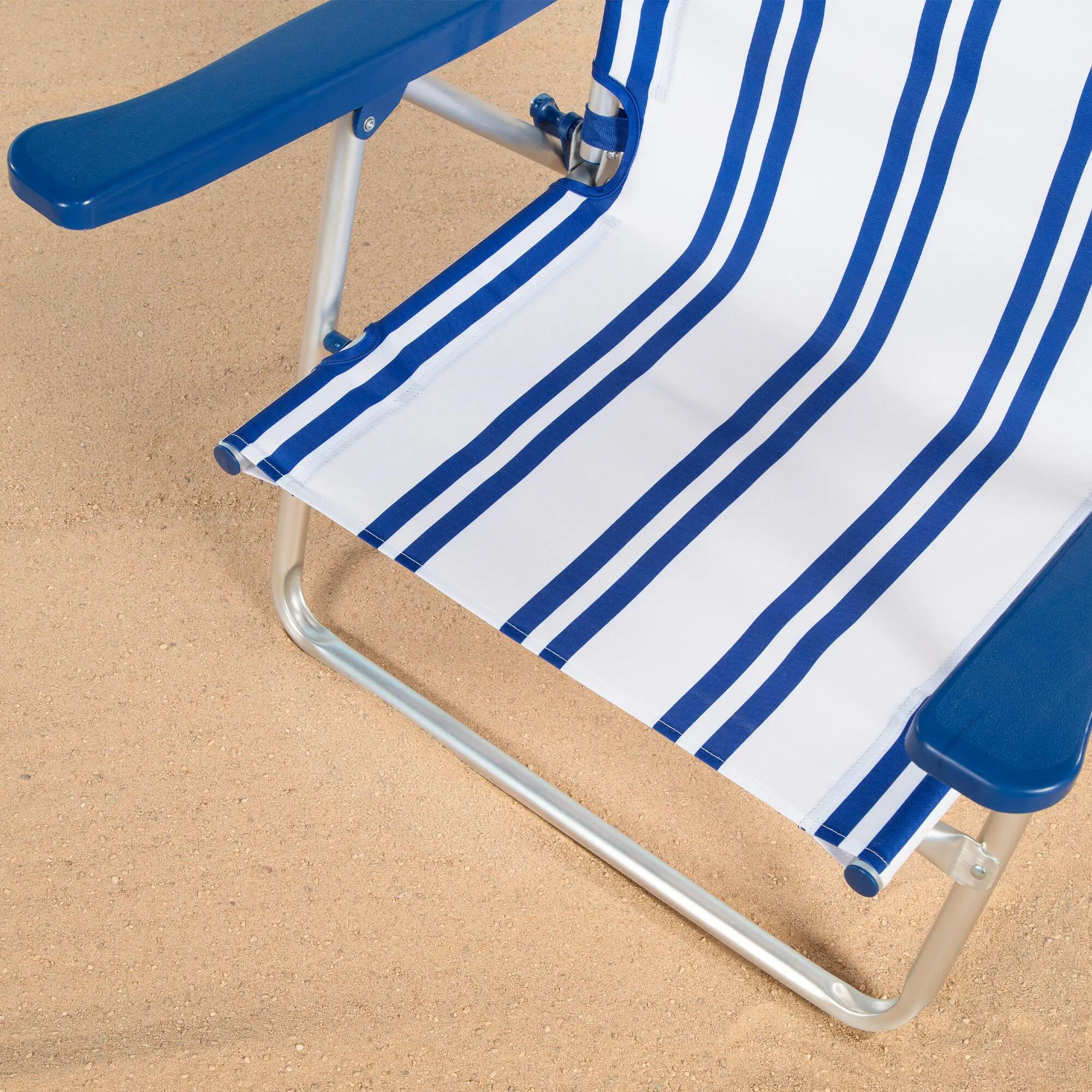 Lot de 2 chaises de plage basses multipositions 48x45x83 cm à rayures nautiques 6/7