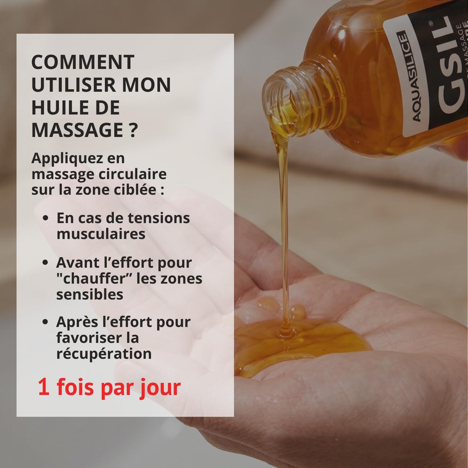 Huile de massage Récupération Musculaire – Silicium & Huiles Essentielles 4/5