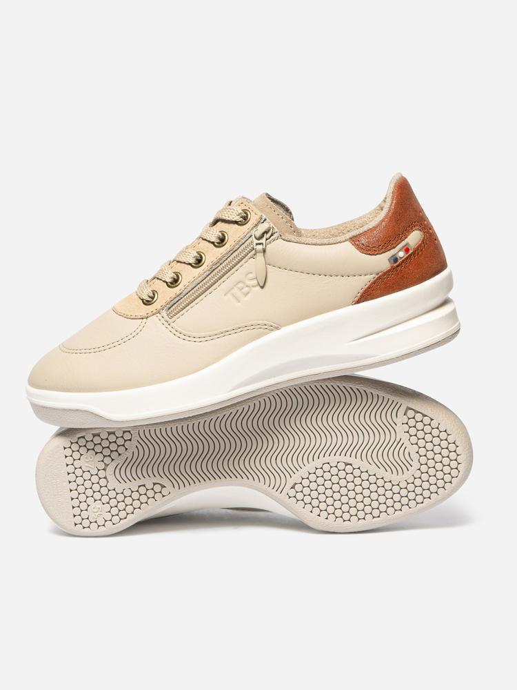 Baskets femme made in France BRAZIP2 Beige / Rouille 3/5
