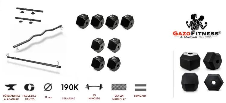 GazoFitness® Hardcore Hexagon Súlyzó Csomag (Összesen: 36 kg) 2/7