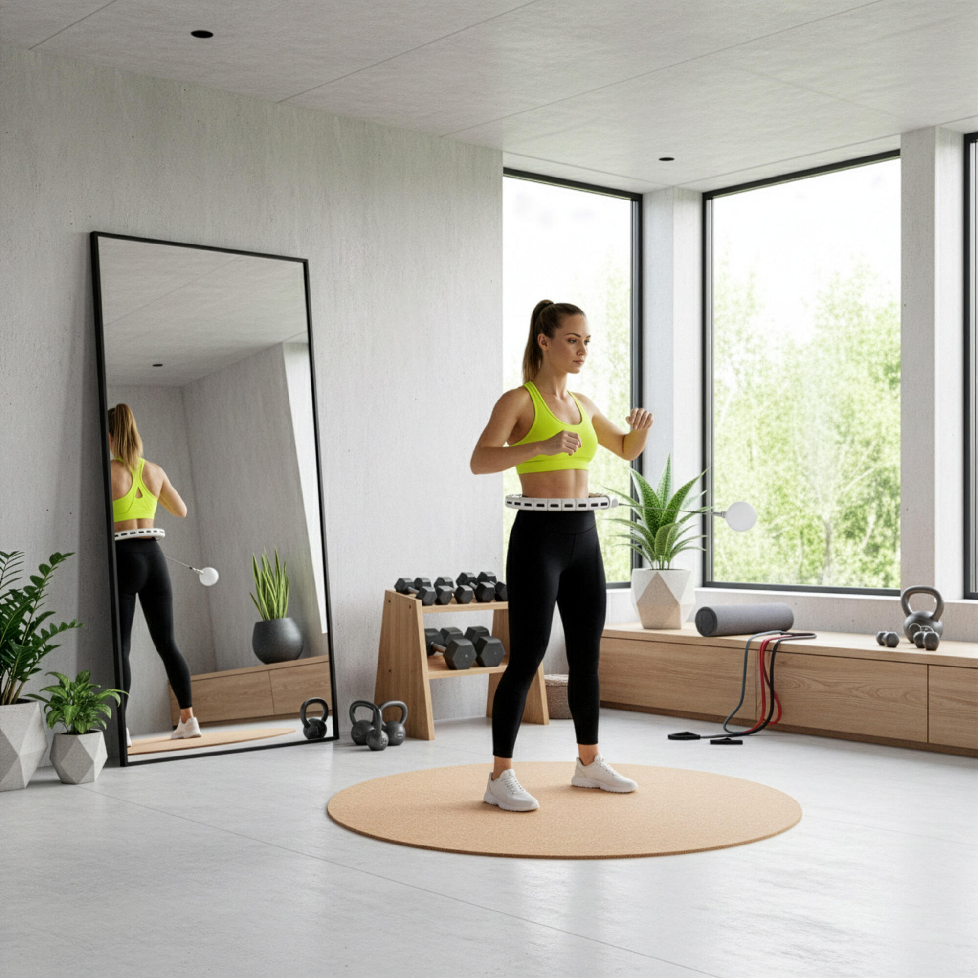 Hula hop fitness składane z obciążeniem, licznikiem i wypustkami masującymi, bia 6/7
